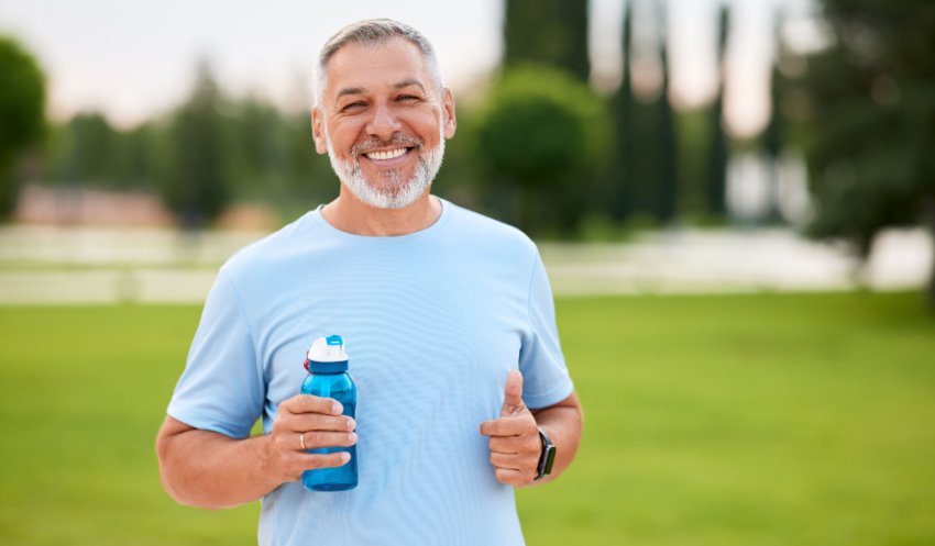 Older man looking healthy and exercising outdoors