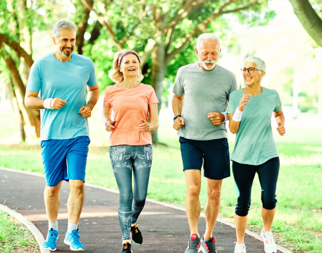 Group of adults enjoying a group run together